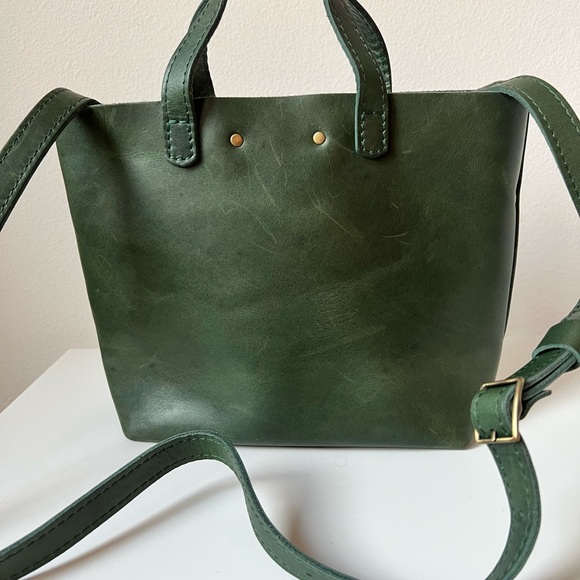 Portland Leather Green Crossbody Tote Bag - Picture 2 of 6